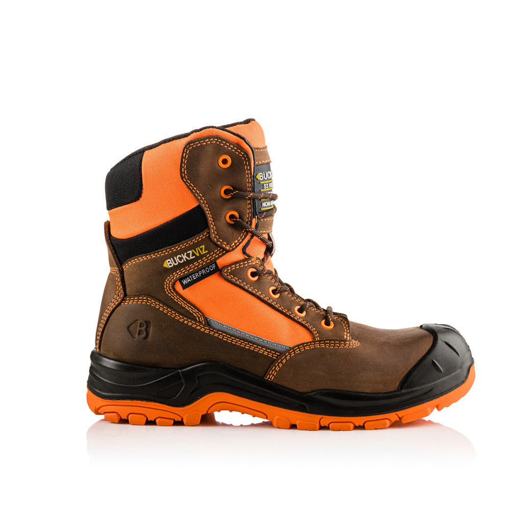 Buckler BVIZ1 S3 360° High Visibility Metal Free Waterproof Safety Lace/Zip Boot - Premium SAFETY HIKER BOOTS from Buckler - Just £79.84! Shop now at workboots-online.co.uk