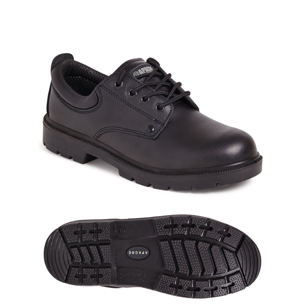 Sterling AP306 Black Cushion Leather Work Boot Trainer Steel Toe Cap - Premium SAFETY TRAINERS from Apache - Just £30.15! Shop now at workboots-online.co.uk